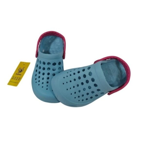 Joybees Kids Lightweight Aqua Clogs With Adjustable Pink Strap, size 10/11, NWT - Picture 3 of 6